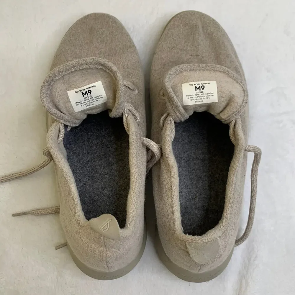 Allbirds Mens 9 Wool Runners Beige Sand Sneakers Shoes Lace Up Athletic Comfort